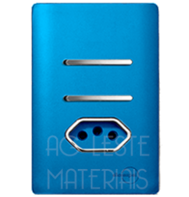 Conjunto Interruptor Duplo Paralelo + Tomada 10A - Novara Especiais Azul Fosco